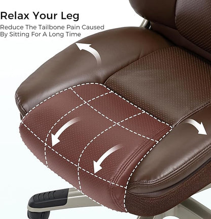EUREKA ERGONOMIC Galene Executive Office Chair Flip Up Arm Rest, Ergonomic Desk Chair Faux Leather Computer Chair, High Back Office Chair with Headrest, Home Desk Chairs with Wheels, Brown