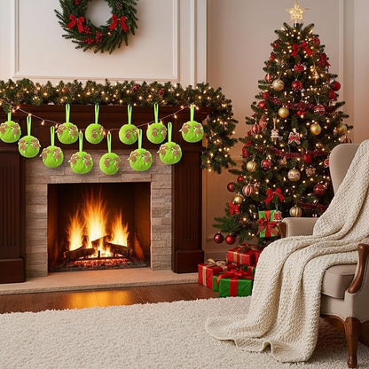 Liliful 18 Pcs Lime Green Furry Christmas Ball Ornaments3.15 Inch Bow Xmas Furry Ornaments Hanging Christmas Pom Pom Ball Decorations for Home Xmas Tree Party Supplies Wall Decor(Style 1,Green)