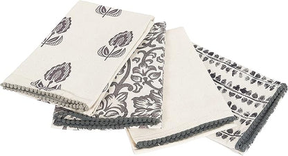 TARAN LIVING Kitchen Towels Dish Towels for Kitchen- Gray & Beige Tea Towels for Kitchen-Bar Towels for Kitchen-KitchenTowels and dishcloths-Printed Floral 18"x28" Pack of 4