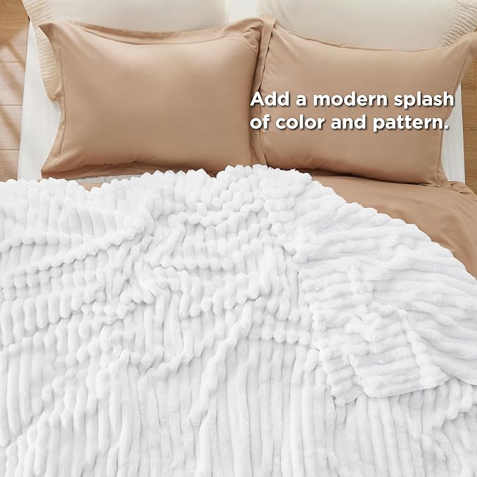 Bedsure GentleSoft White Full Blanket for Bed - Cozy Soft Blankets for Women, Cute Large Throws for Girls, 84x90 Inches