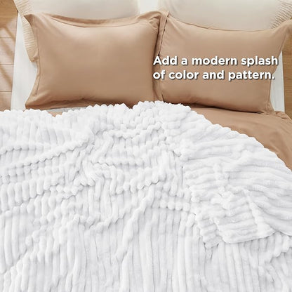 Bedsure GentleSoft White Full Blanket for Bed - Cozy Soft Blankets for Women, Cute Large Throws for Girls, 84x90 Inches