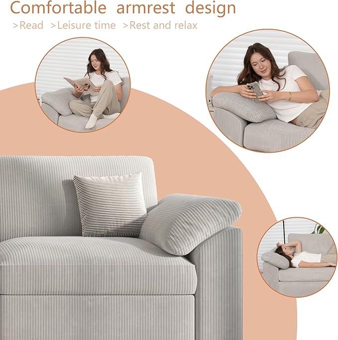 EASE MOOSE Oversized Sectional Modular Sofa with Ottoman,Comfty L Shape Sectional Deep Modular Sofa,Cloud Couch for Living Room,Removable Cover