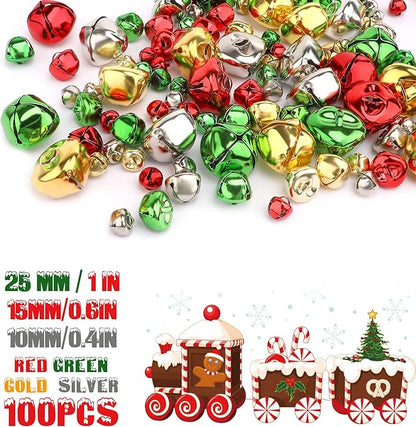 Augshy 240 Pieces Colorful Jingle Bells 4 Colors Mixed Craft Bell Bulk for Christmas Home and Pet Decorations Xmas Decor Party Favors Supplies (0.4/0.6/1 inch)