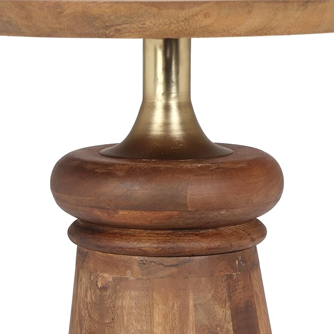 Christopher Knight Home Isant Wood End Table, Small Drink Table, Indoor Round Top Side Table, Modern Solid Wood Accent Table Coffee Table for Living Room Bedroom or Small Spaces, Gold+Natural