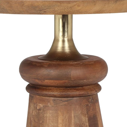 Christopher Knight Home Isant Wood End Table, Small Drink Table, Indoor Round Top Side Table, Modern Solid Wood Accent Table Coffee Table for Living Room Bedroom or Small Spaces, Gold+Natural