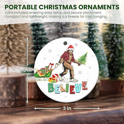 OASSIE Bigfoot Christmas Ornaments Gifts for Men Women - Ceramic Sasquatch Christmas Decorations 2025 - Big Foot Birthday Gifts for Friends, Stocking Stuffers for Men Women, White Elephant Gift Ideas