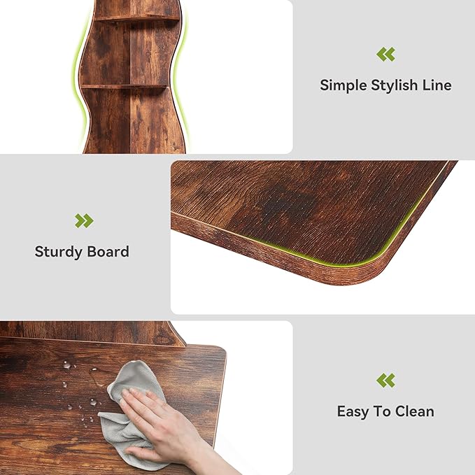 LITTLE TREE 70-Inch Corner Shelf, Seaweed Shaped Etagere Display Bookshelf, Freestanding 5-Tier Wall Shelves for Small Spaces, Living Room, Bedroom, Rustic, 1 Pack