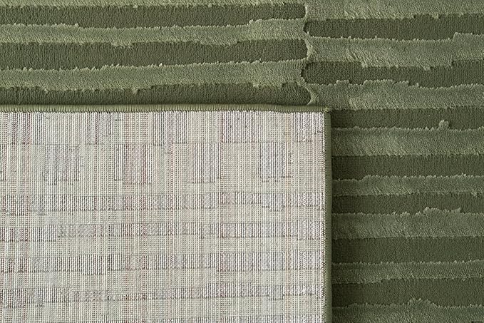 Revival Rugs Soloba 6'7"x9' Washable Area Rug for Living Room Bedroom - 100% Recycled Oeko-TEX Certified, Medium Pile, Green