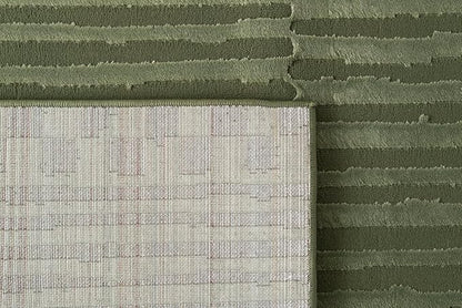 Revival Rugs Soloba 6'7"x9' Washable Area Rug for Living Room Bedroom - 100% Recycled Oeko-TEX Certified, Medium Pile, Green