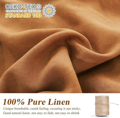 Simple&Opulence 100% Linen Duvet Cover Set, 3 PCS Natural French Flax Rust Duvet Cover King Size, Breathable Soft Comfy Linen Bedding Comforter Cover with 2 Pillowcases(Rust, 104"x92")