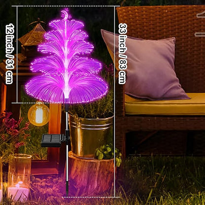 Solar Christmas Tree Lights Decorations Outdoor Waterproof 5 Layer Optical Fiber 7 Color Changing for Yard Pathway Outside Decorative Gifts Christmas, 3 Pack