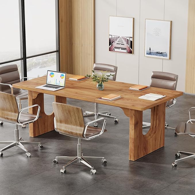 Tribesigns Modern Executive Desk, 70.9" Large Office Computer Desk, Conference Table Meeting Room Table, Simple Workstation Business Furniture for Home Office, Brown