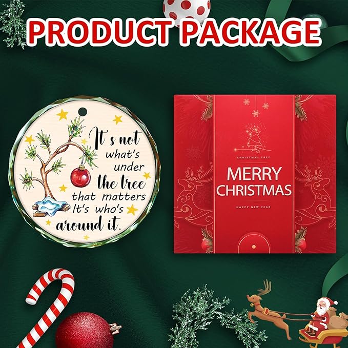 Funny Christmas Ornaments 2025, Crystal Glass Christmas Tree Decorations Celebrate Love & Togetherness Around The Tree