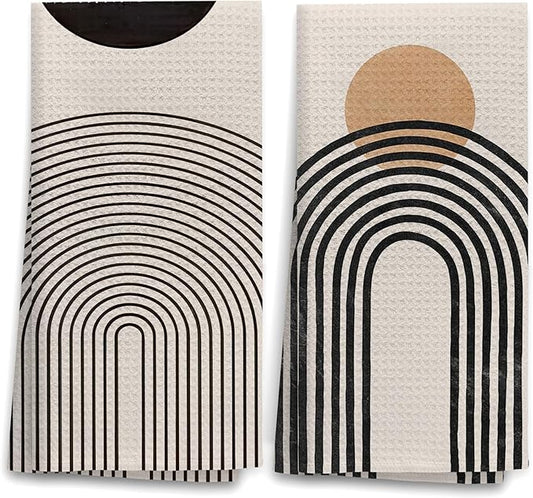 OHSUL Boho Kitchen Towels Set of 2 Mid Century Modern Tea Towels Boho Gifts