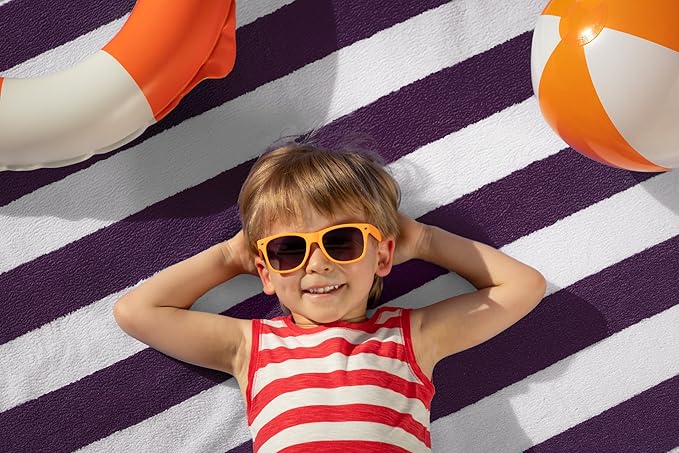 Utopia Towels 4 Pack Cabana Stripe Beach Towel Oversized 100% Ring Spun Cotton Beth Towels Highly Absorbent, Plum