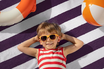 Utopia Towels 4 Pack Cabana Stripe Beach Towel Oversized 100% Ring Spun Cotton Beth Towels Highly Absorbent, Plum