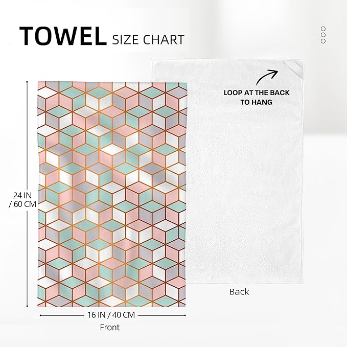 Pink Green Geometric Kitchen Towels Set of 2 Abstract Modern Absorbent Hand Tea Towels Farmhouse Holiday Home