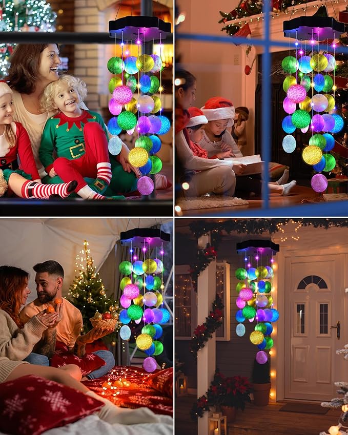 Solar Shell Gift for Mom Grandma Girls, Paster Solar Wind Chimes Waterproof for Outside, Outdoor Decorative Mobile Lights for Garden, Yard, Patio, Window, Party, Outdoor Decorations（Pastel Color）