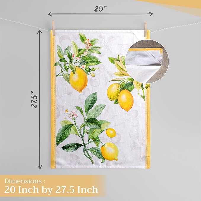 Maison d'Hermine Dish Towels 100% Cotton Absorbent Limoncello Set of 3 Spring Summer