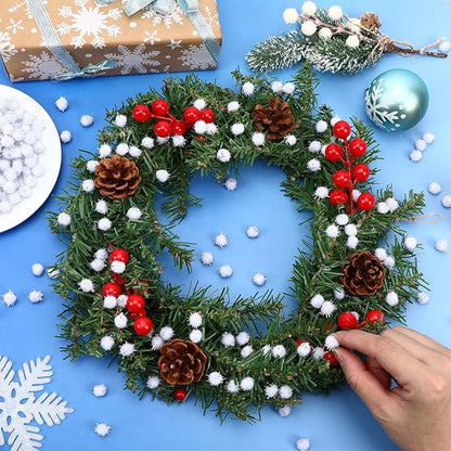 SEPGLITTER Christmas Pom Poms Balls, 1000 Pieces Light White Glitter Pompoms Pom Poms for Crafts Making DIY Holiday Christmas Decorations Supplies (0.4 inch/1 cm )