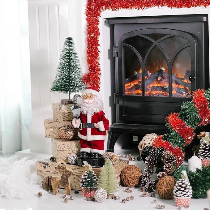 CANREVEL 4 Pieces 26.2 Ft Christmas Garland Metallic Shiny Twist Tinsel Garland Hanging Decorations for Christmas Tree, Mantle, Stairs Railing Decorations - Red