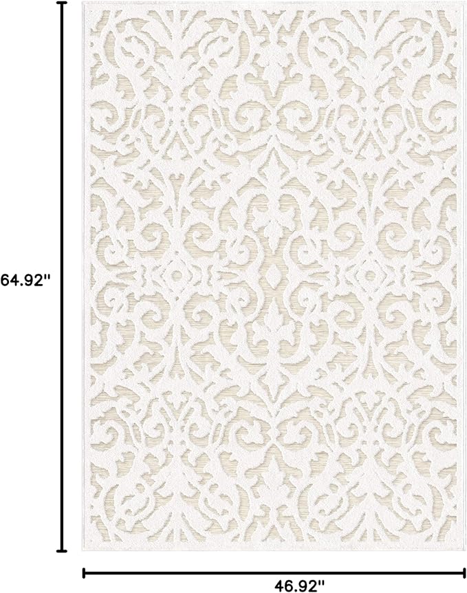 My Texas House Lady Bird Area Rug 3.11x5.5 Indoor Outdoor, Natural Driftwood