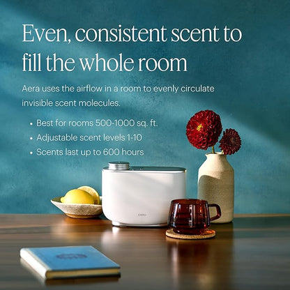 Aera Home Fragrance Electric Diffuser: Smart Home App Aroma Control, Essential Oil & Aromatherapy, Hypoallergenic Scent Technology, Safe for Family & Pets, White (Scent Capsules Sold Separately)