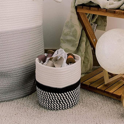 Cotton Rope Plant Basket Modern Woven Basket for 10" Flower Pot Floor Indoor Planters,Storage Organizer Toys Rustic Home Decor,Beige 11"x 11"