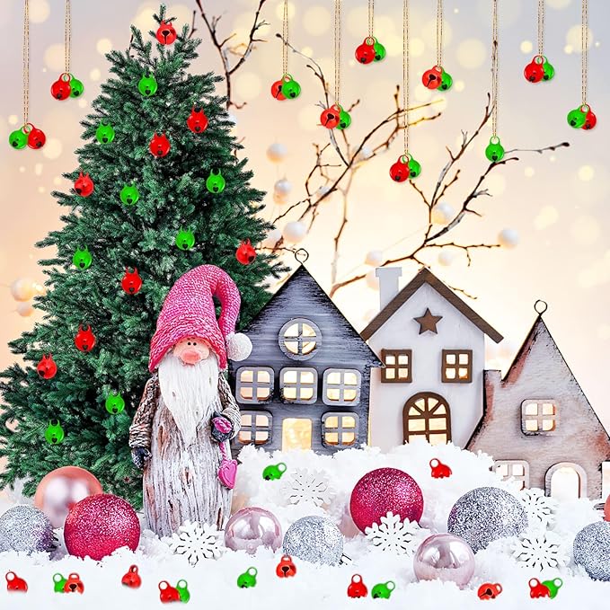 Augshy 200 Pieces Jingle Bells 1/4 Inch Craft Bell Mini Bell Bulk for Christmas Home and Pet Decorations Bracelet Necklace Knitting Jewelry Making Xmas Decor Party Favors Supplies (Red and Green)