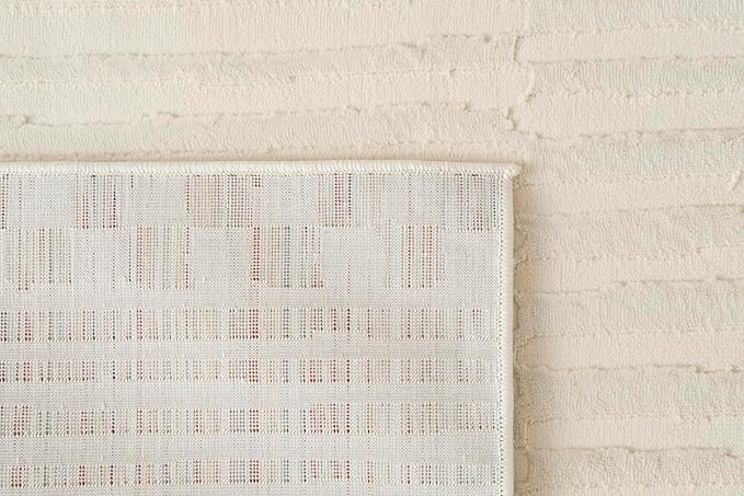 Revival Rugs Soloba 5'3"x7'10" Washable Area Rug for Living Room Bedroom - 100% Recycled Oeko-TEX Certified, Medium Pile, Beige, Cream