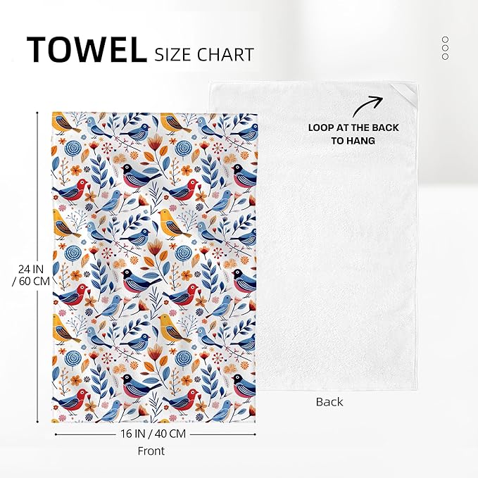 Floral Birds Kitchen Towels Set of 2 Absorbent Spring Summer Dish Towels Farmhouse Tabletop Decor Birds