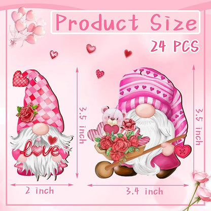 Valentine Wooden Hanging Ornaments, Wood Decor for Tree Decoration, Santa Doll Craft, Gnome Elf Party Supplies (Valentine-Gnomes-A)