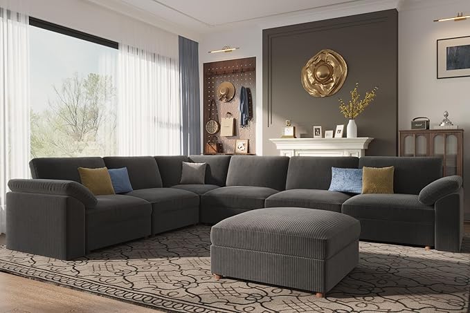 EASE MOOSE Oversized Sectional Modular Sofa,Large U Shape Sectional Couch Wide Deep Seat Modular Cloud Couch,Removable Cover