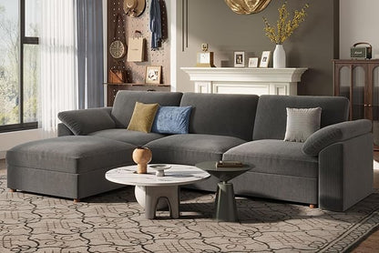 EASE MOOSE Oversized Modular Sectional Sofa, Extra Large L Shape Sectional Cloud Couch,Comfty Deep Modular Sofa with Ottoman，for Living Room,Dark Grey