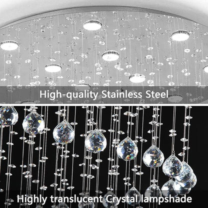 Glam Crystal Chandelier with Dimmable Bulbs High Ceiling Light Fxitures