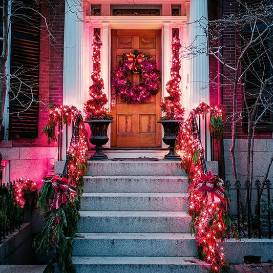 JMEXSUSS 33ft 100 LED Red Halloween Lights, 8 Modes Room String Light Indoor Plug-in, Clear Wire Red Christmas Lights Outdoor Waterproof for Halloween Bedroom, Party