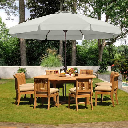 ABCCANOPY 9ft Scalloped Patio Umbrella, Outdoor Table Umbrella with Tilt and Crank, Fiberglass Ribs Deck Umbrella for Patio, Pool, Garden, Picnic (Light Beige)