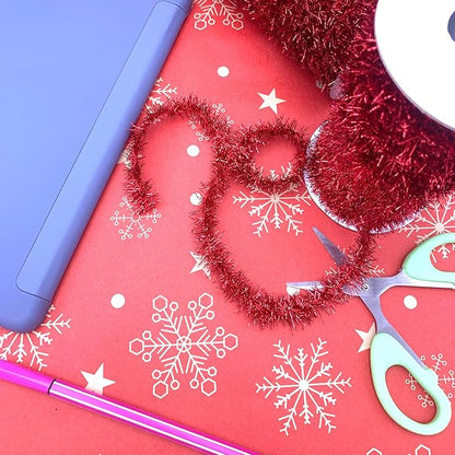 50 Yards Red Metallic Tinsel Christmas Garland Tinsel Bibbon for Christmas Tree,Wedding Birthday Party Decorations Supplies