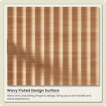 63'' Wide 9 Drawers Dressers for Bedroom, Modern Fluted Chest with Arc Corners, Large Wooden Dresser TV Stand, Wood Closet Clothes Storage Organizer for Living Room, Natural Wood