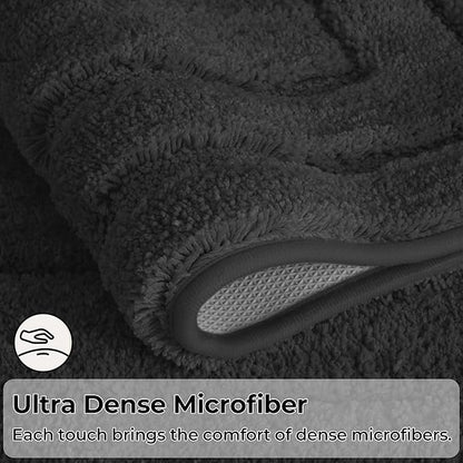 GRANNY SAYS Large Bathroom Rugs Non Slip Washable, 24" x 48", Water Absorbent Bath Mats for Bathroom, Thick Soft Shaggy Bath Rug, Microfiber Shower Room Floor Mat Decor, Charcoal Gray
