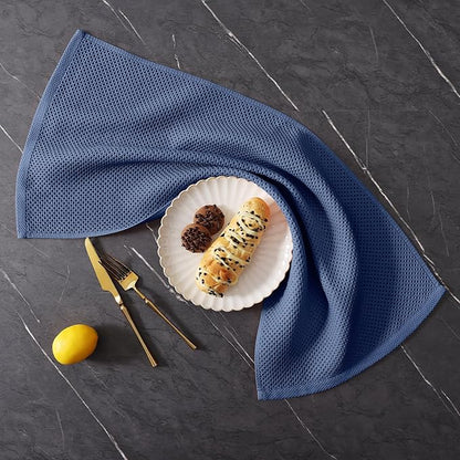 Homaxy 100% Cotton Kitchen Towels and Dishcloths Set, 12 x 12 Inches and 13 x 28 Inches, Set of 10 Bulk Kitchen Towels Set, Ultra Soft Absorbent Dish Cloths for Washing Dishes, Navy Blue