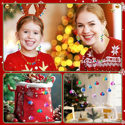 Augshy 200 Pcs Multicolour Jingle Bells, 1/4 Inch Craft Bell Mini Bell Bulk for Christmas Home Pet Decorations Bracelets Necklace Knitting Jewelry Making Xmas Decor Party Favors Supplies