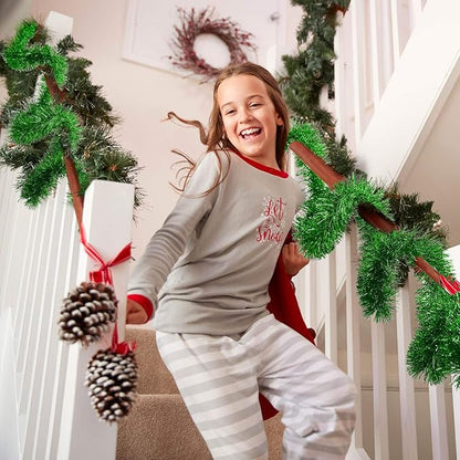 WILLBOND 50 ft Christmas Tinsel Garland Metallic Tinsel Twist Garland Christmas Tree Decorations New Year Wedding Birthday Hanging Decorations Party Supplies, 3 Inch(Green)