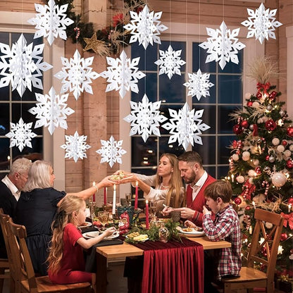 OuMuaMua Winter Christmas Snowflake Decorations Indoor, 36PCS 3D White Snowflakes Hanging Ornaments for Home Christmas Holiday Winter Wonderland New Year Party Decorations