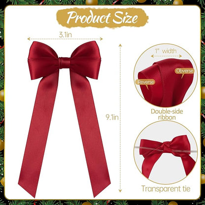 AYGXU 24pcs Christmas Bows,red Bows for Gift Wrapping,Bow for Christmas Tree,Double-Sided Ribbon Bow Decorations for Christmas Party,Bag Ties Twists
