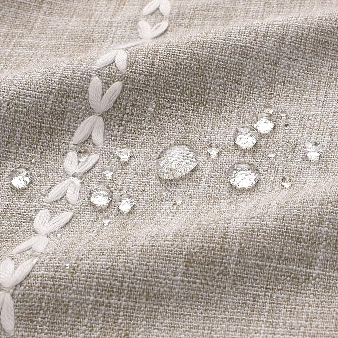 MitoVilla Boho Extra Long Shower Curtain 72 x 84, Tan 84 inch XL Polyester Linen Tassel Fabric Shower Curtain Set with Hooks for Vintage Country Farmhouse Bathroom Decor, Thick & Wrinkle Resistant