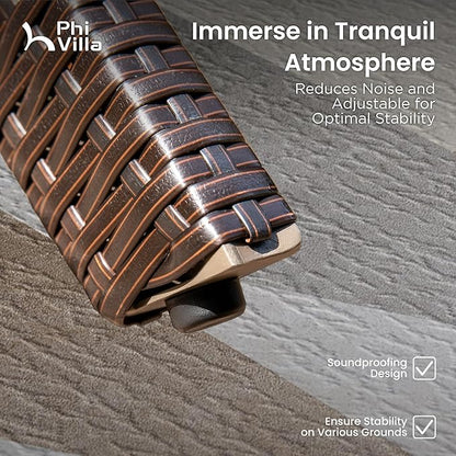 PHI VILLA Outdoor Dining Set for 6, Rectangular Wicker Table with Acacia Wood Top & Rattan Chairs with Cushions, 74” Large Modern Furniture Set for Patio, Deck, Backyard, Porch