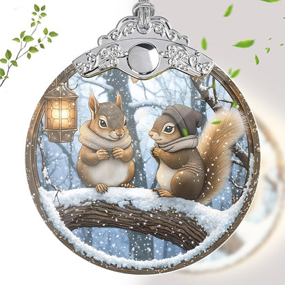 Squirrel Christmas Ornament, Stained Glass Ornaments and Christmas Tree Decorations, Holiday and Xmas Presents
