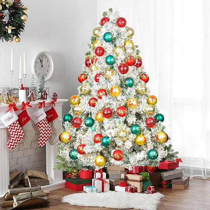 40PCS 2.36" Christmas Balls Ornaments, Plastic Christmas Tree Ornaments, Holiday Baubles, Hanging Decorations for Xmas Trees Holiday Party, Gold Red Green Baubles