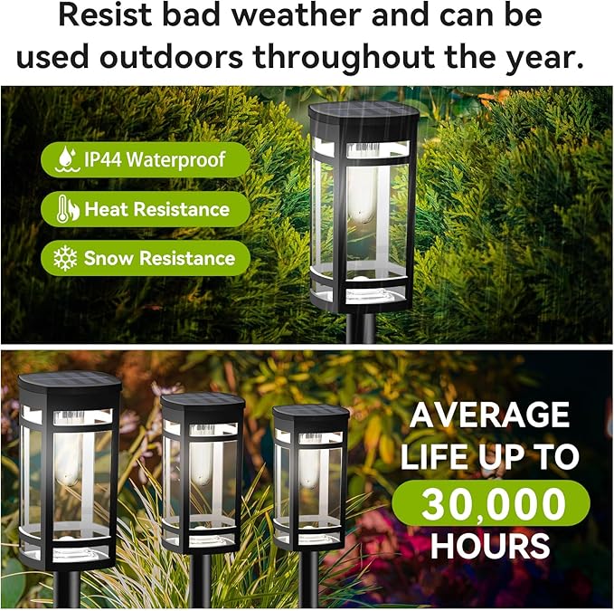 EXCMARK 12 Pack Solar Lights Outdoor Waterproof for Garden Pathway Walkway Driveway Yard Lawn Decorative Landscape Lighting. (Cool White Light, 12)